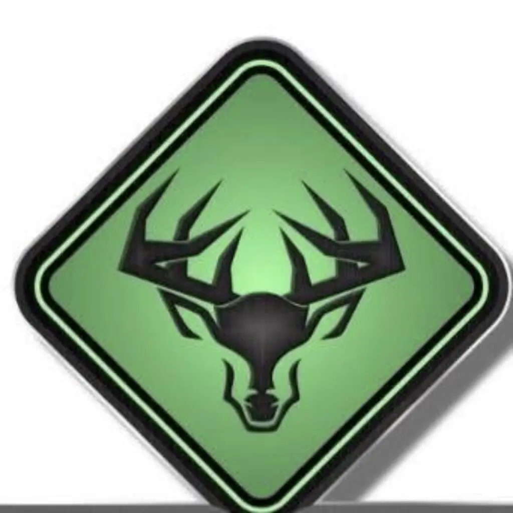 Green diamond-shaped sign with a black deer head silhouette.