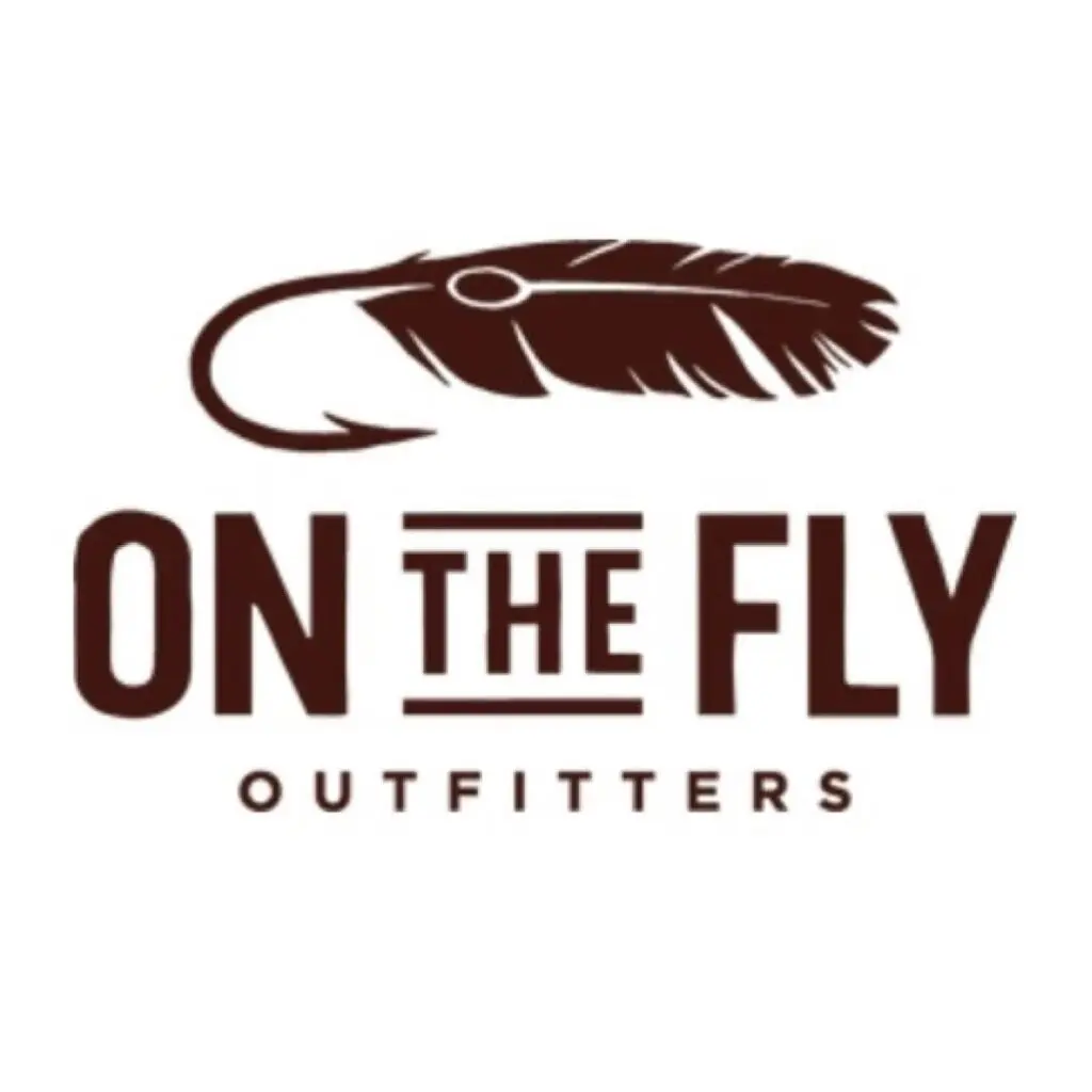 Logo of On The Fly Outfitters with a stylized feather above the text.