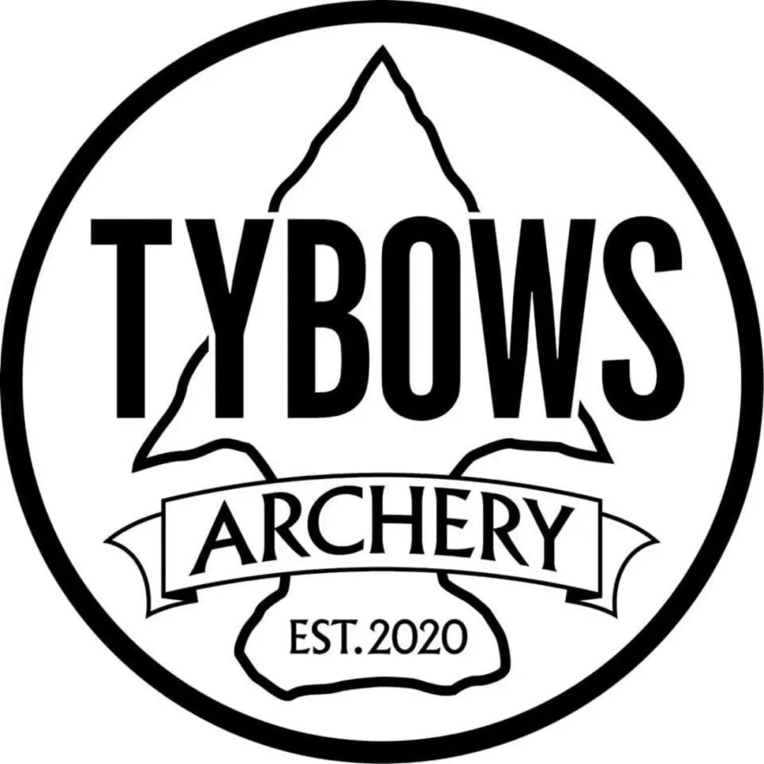 Logo for Tybows Archery, established in 2020, featuring a mountain outline.