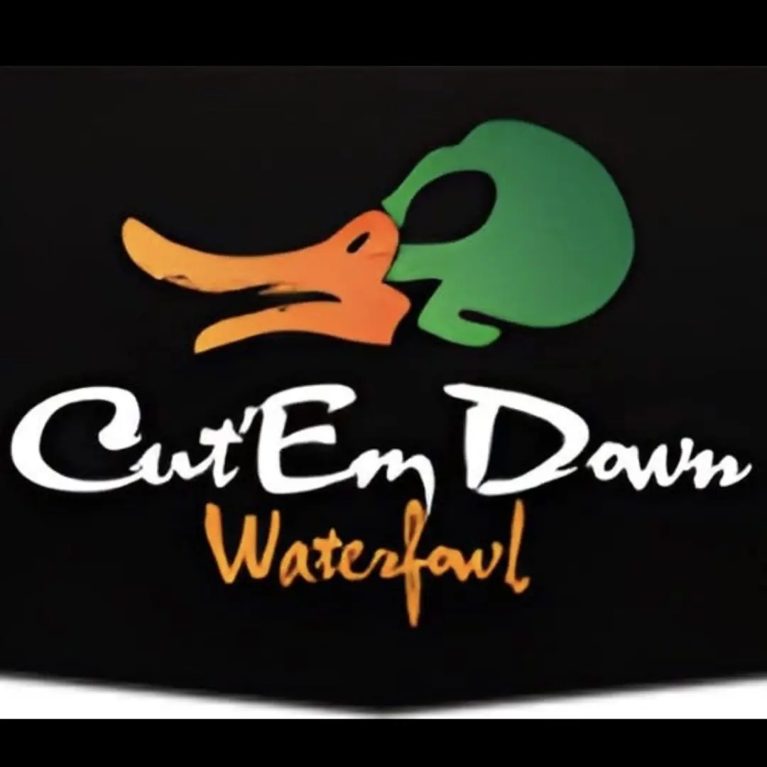 Logo of Cut 'Em Down Waterfowl featuring a duck illustration.